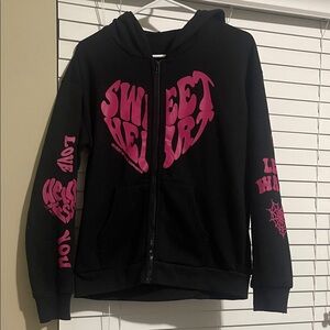 SHEIN Black and Pink Graphic Hoodie